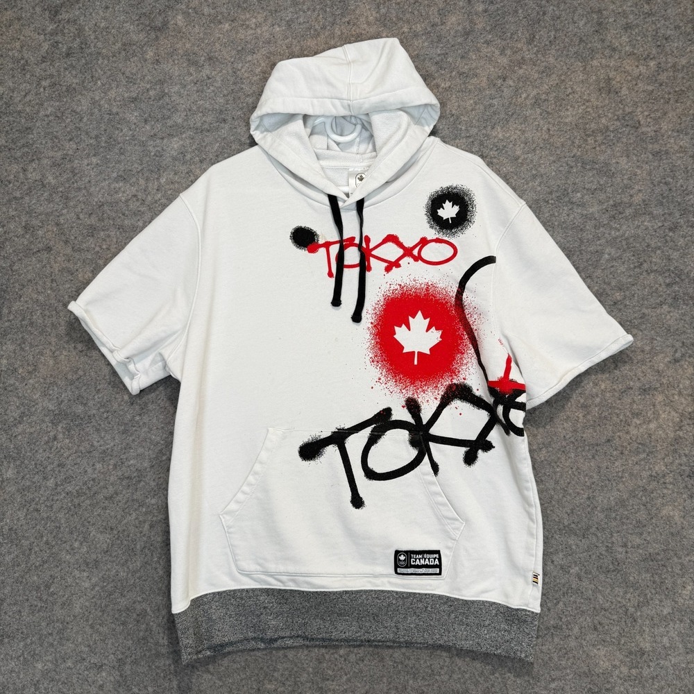 Hudsons Bay Team‎ Canada Tokyo Olympics Graffiti Short Sleeve Hoodie Mens Large